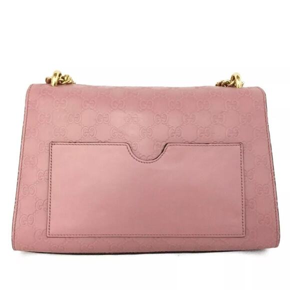 GUCCI Ssima GG Logo Padlock Leather Chain Shoulder Bag Pink - Picture 4 of 8